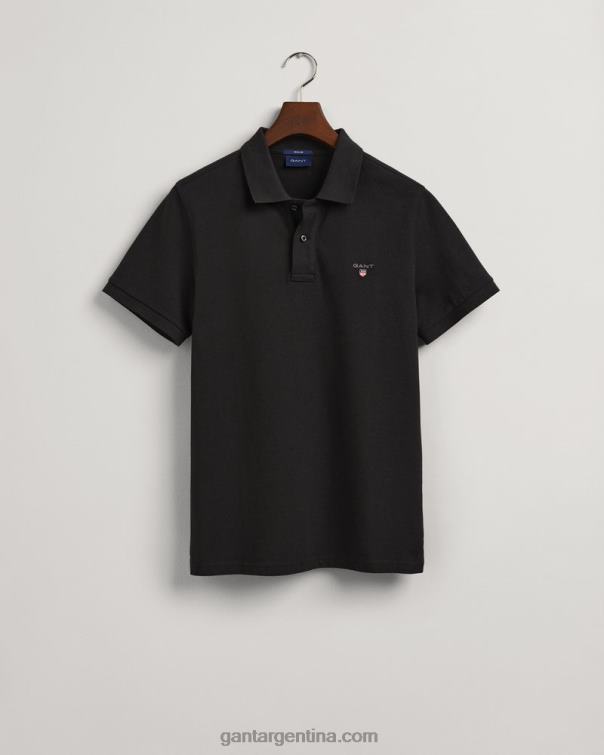 GANT hombres negro polo de piqué original P0P02104