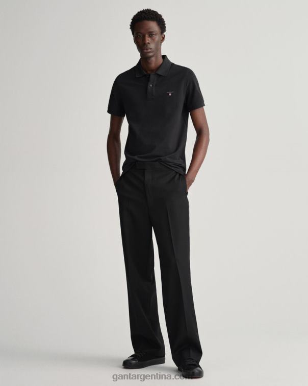 GANT hombres negro polo de piqué original P0P02104