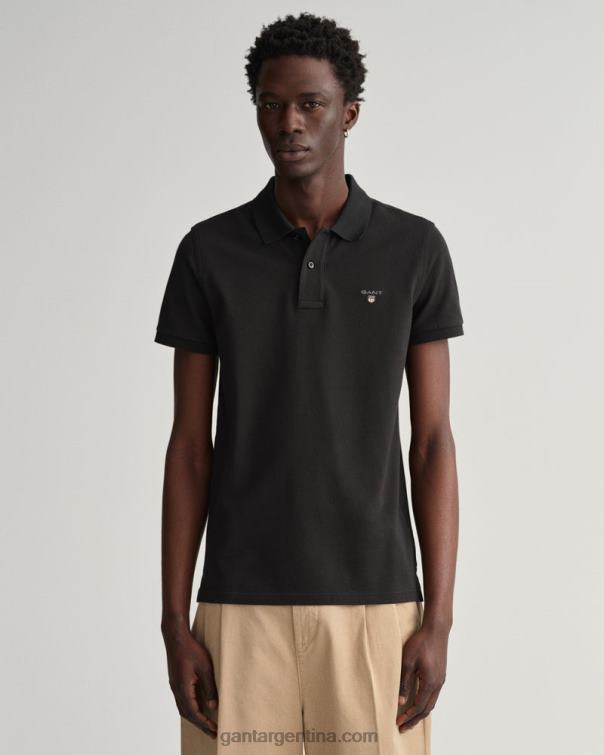GANT hombres negro polo de piqué slim fit original P0P02103