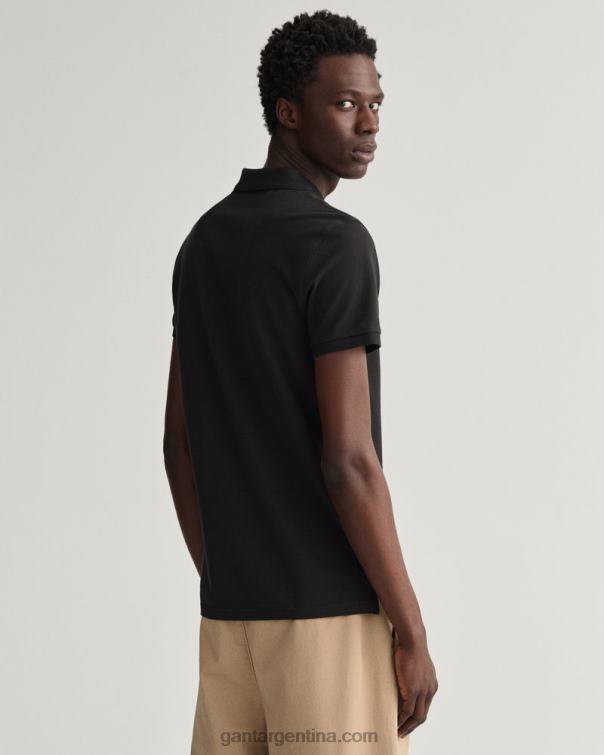 GANT hombres negro polo de piqué slim fit original P0P02103