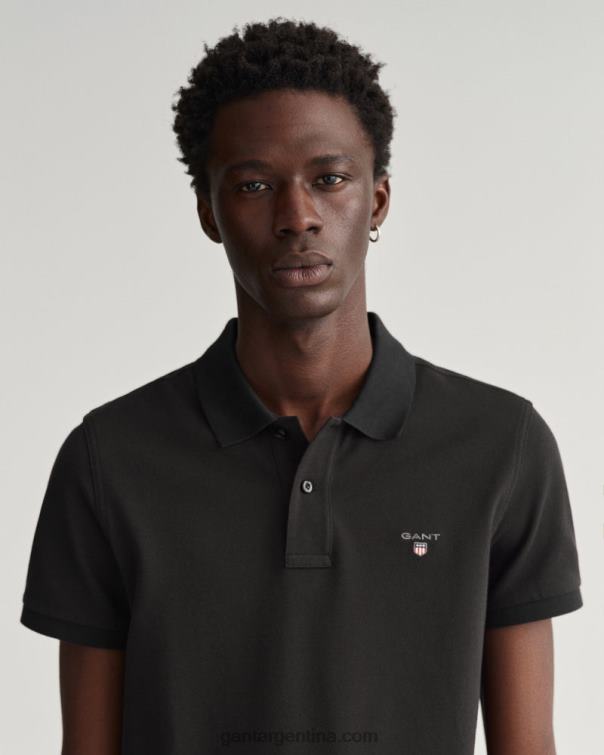 GANT hombres negro polo de piqué slim fit original P0P02103