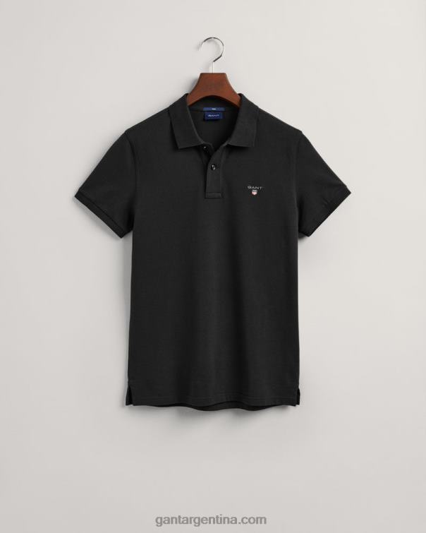 GANT hombres negro polo de piqué slim fit original P0P02103