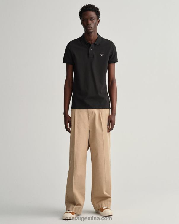 GANT hombres negro polo de piqué slim fit original P0P02103