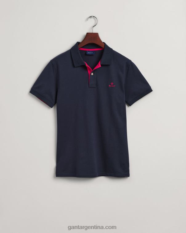 GANT hombres noche azul jersey de piqué con cuello en contraste P0P02112