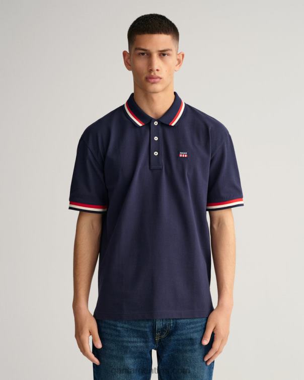 GANT hombres noche azul polo de piqué con bandera retro P0P02124