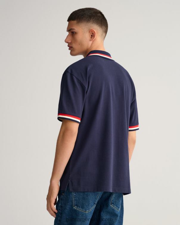 GANT hombres noche azul polo de piqué con bandera retro P0P02124