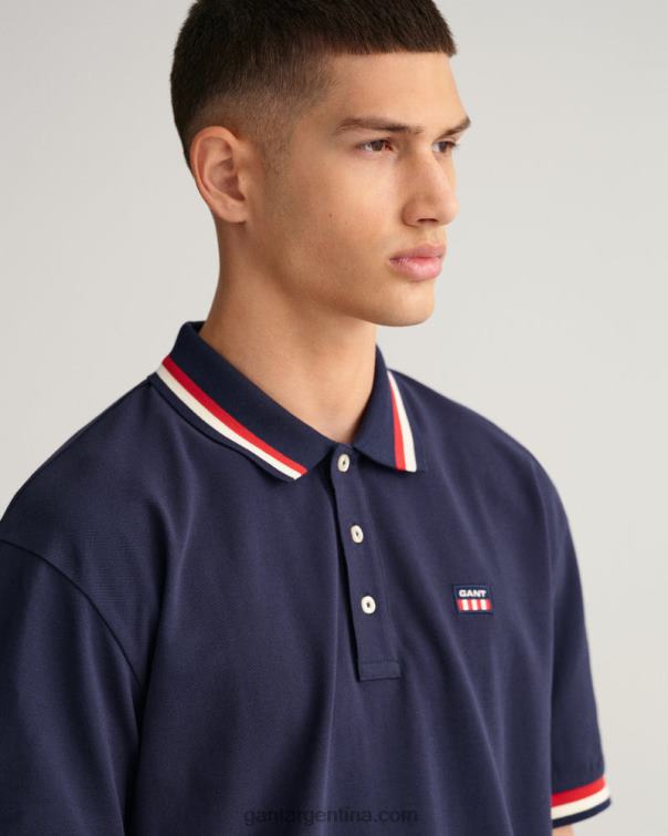 GANT hombres noche azul polo de piqué con bandera retro P0P02124