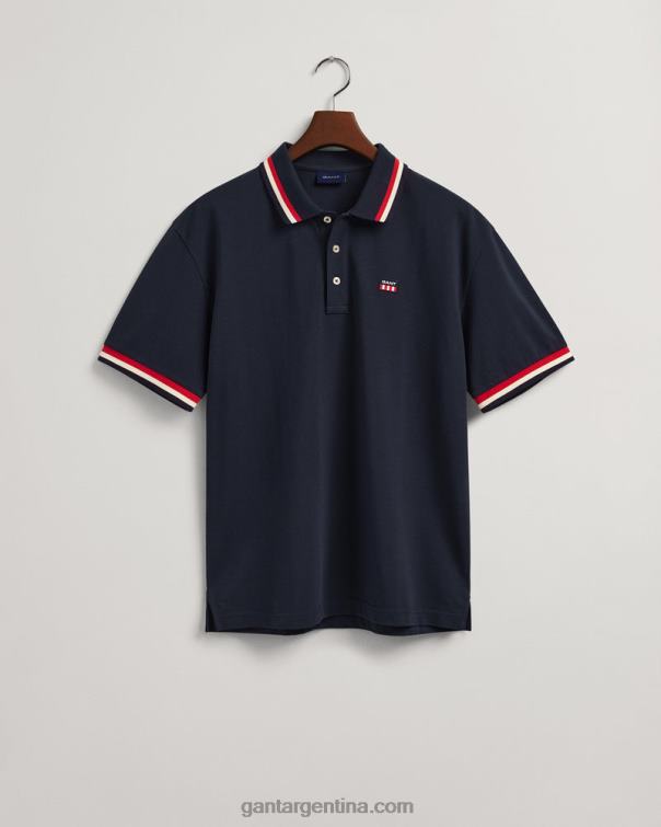 GANT hombres noche azul polo de piqué con bandera retro P0P02124