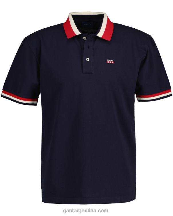GANT hombres noche azul polo de piqué con bandera retro P0P02124