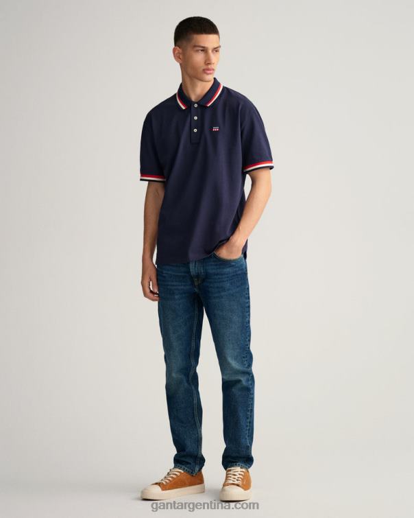 GANT hombres noche azul polo de piqué con bandera retro P0P02124