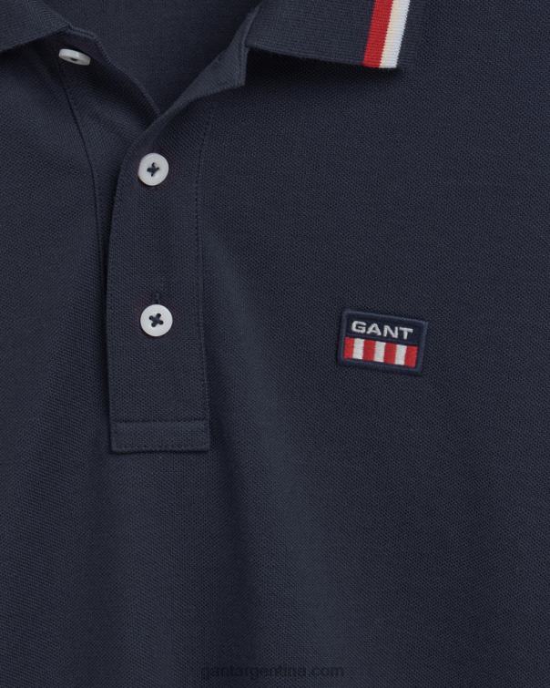 GANT hombres noche azul polo de piqué con bandera retro P0P02124