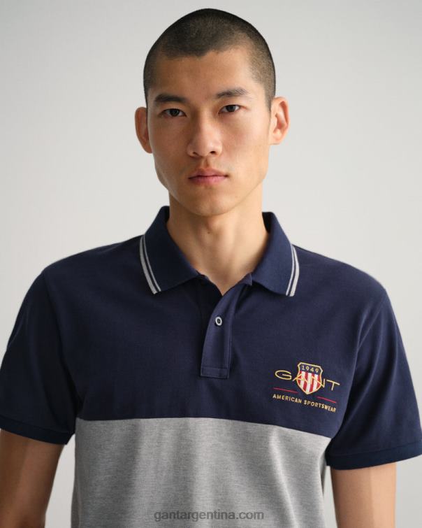 GANT hombres noche azul polo de piqué con escudo de archivo P0P02130
