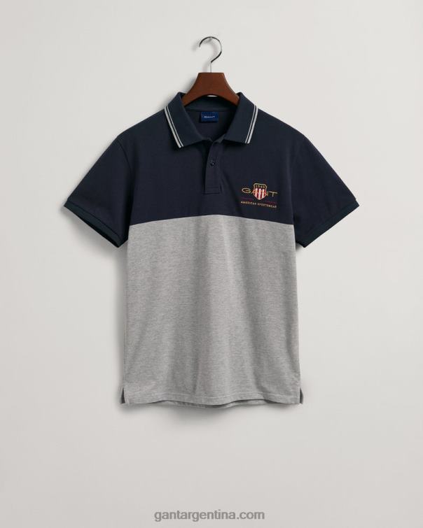 GANT hombres noche azul polo de piqué con escudo de archivo P0P02130