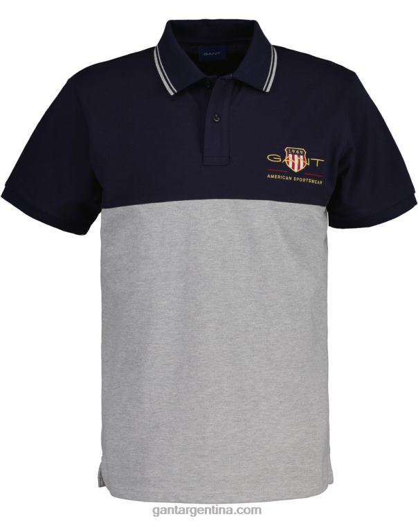 GANT hombres noche azul polo de piqué con escudo de archivo P0P02130