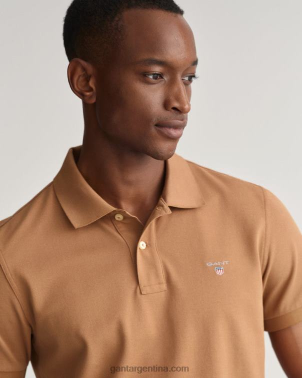 GANT hombres nuez tostada polo de piqué original P0P0298