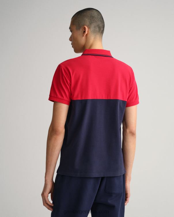 GANT hombres rojo brillante polo de piqué con escudo de archivo P0P02123