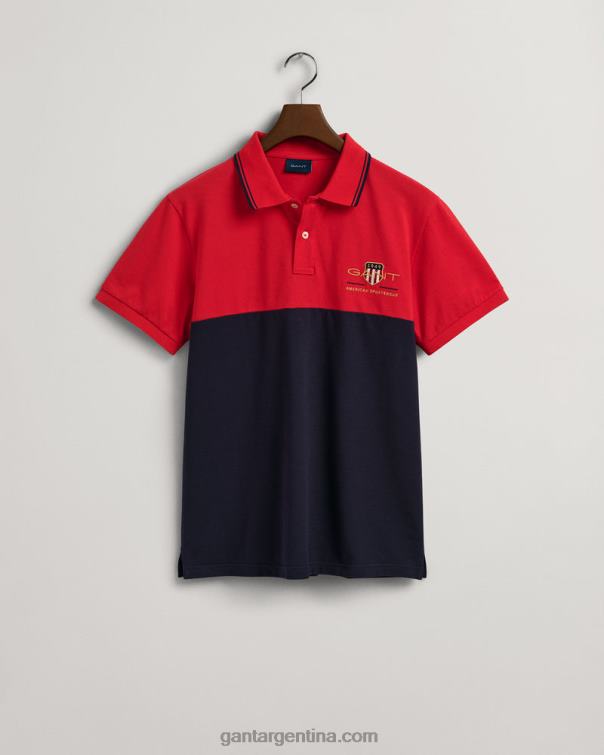 GANT hombres rojo brillante polo de piqué con escudo de archivo P0P02123
