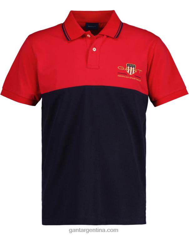 GANT hombres rojo brillante polo de piqué con escudo de archivo P0P02123