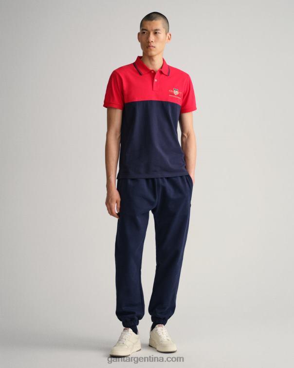 GANT hombres rojo brillante polo de piqué con escudo de archivo P0P02123