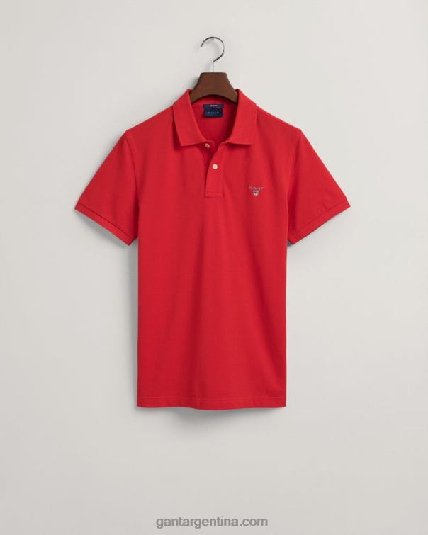 GANT hombres rojo brillante polo de piqué original P0P02110