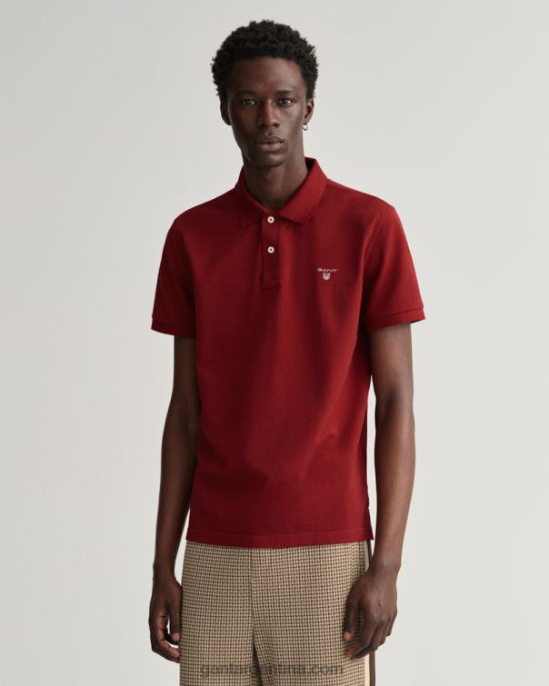 GANT hombres rojo hinchado polo de piqué original P0P0295