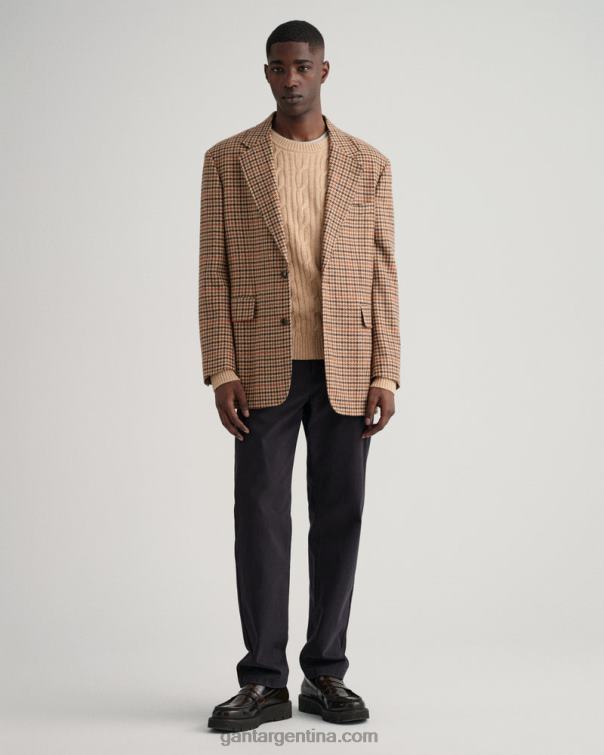 GANT hombres color caqui suéter de ochos con cuello redondo de lana de cordero P0P02319