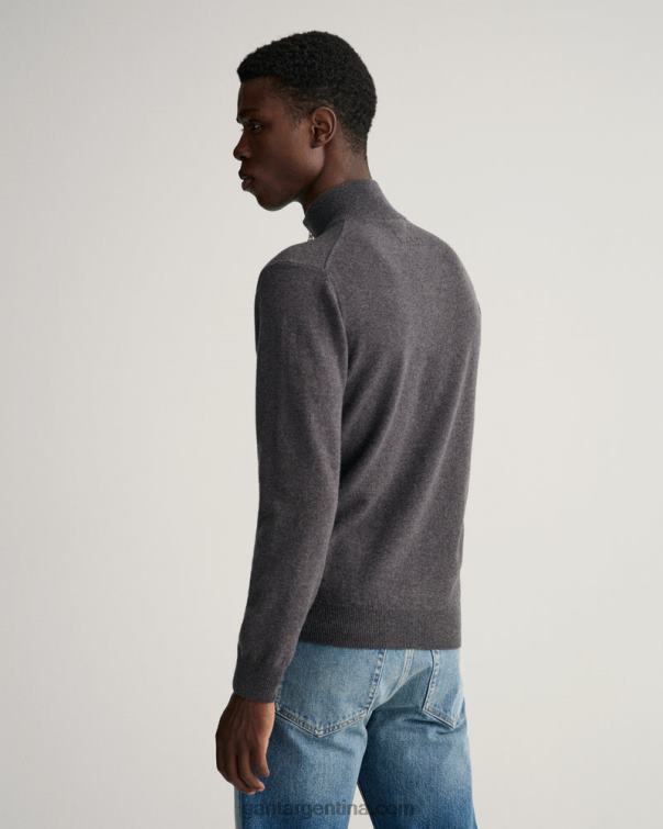 GANT hombres mezcla antracita jersey de lana de cordero superfina con media cremallera P0P02330