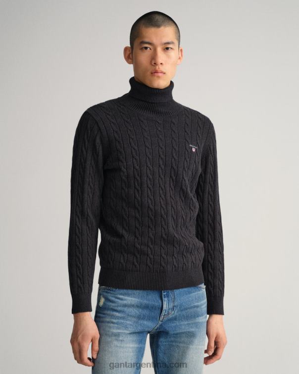 GANT hombres mezcla de carbón dk jersey de ochos de algodón con cuello alto P0P02356