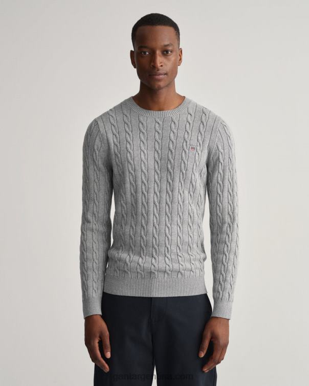 GANT hombres mezcla de grises jersey de ochos de algodón con cuello redondo P0P02303