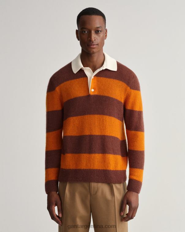 GANT hombres naranja dorado rugger a rayas de mohair P0P02349