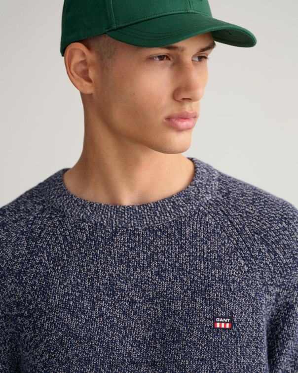 GANT hombres noche azul jersey de algodón con cuello redondo P0P02317