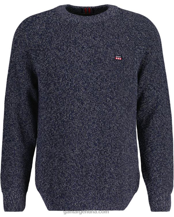 GANT hombres noche azul jersey de algodón con cuello redondo P0P02317