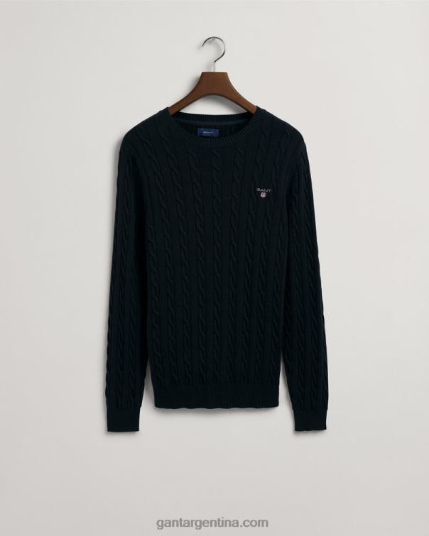 GANT hombres noche azul jersey de ochos de algodón con cuello redondo P0P02337