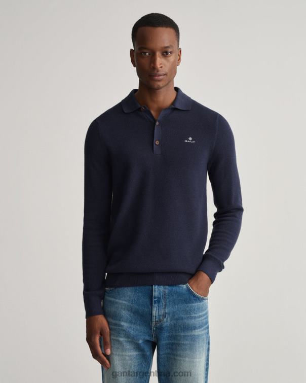 GANT hombres noche azul jersey de piqué de algodón P0P02325