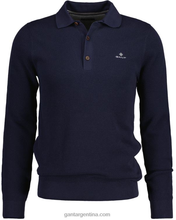 GANT hombres noche azul jersey de piqué de algodón P0P02325