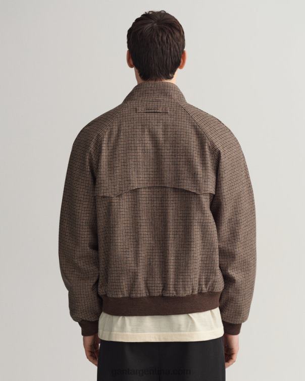 GANT hombres beige avellana chaqueta harrington de lana a cuadros P0P02381