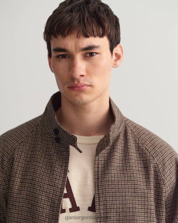 GANT hombres beige avellana chaqueta harrington de lana a cuadros P0P02381