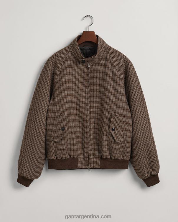 GANT hombres beige avellana chaqueta harrington de lana a cuadros P0P02381