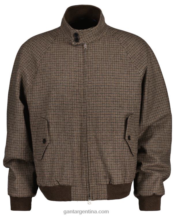 GANT hombres beige avellana chaqueta harrington de lana a cuadros P0P02381