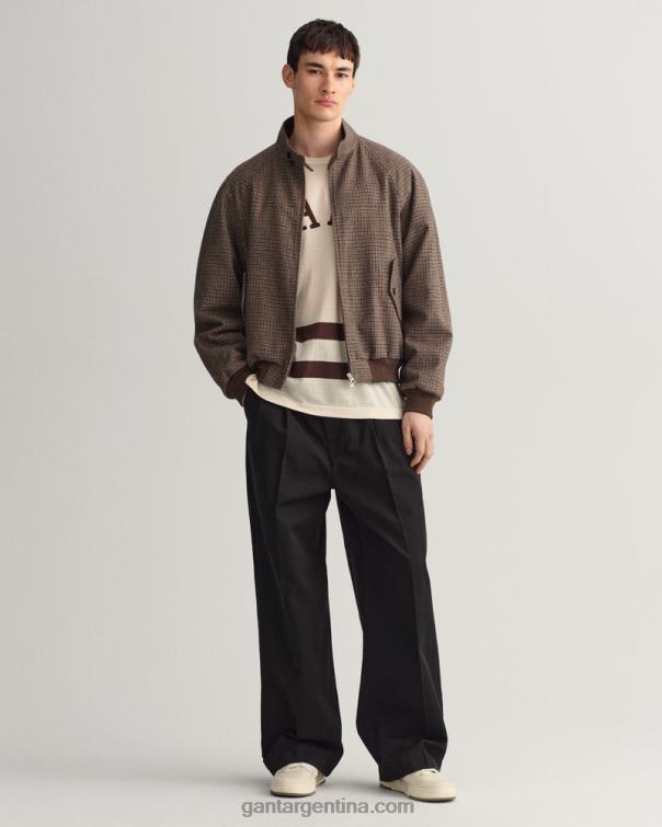 GANT hombres beige avellana chaqueta harrington de lana a cuadros P0P02381
