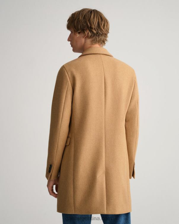 GANT hombres caqui cálido abrigo de lana clásico P0P02388