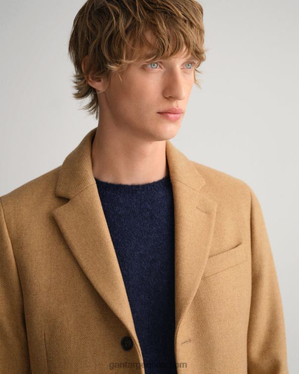 GANT hombres caqui cálido abrigo de lana clásico P0P02388