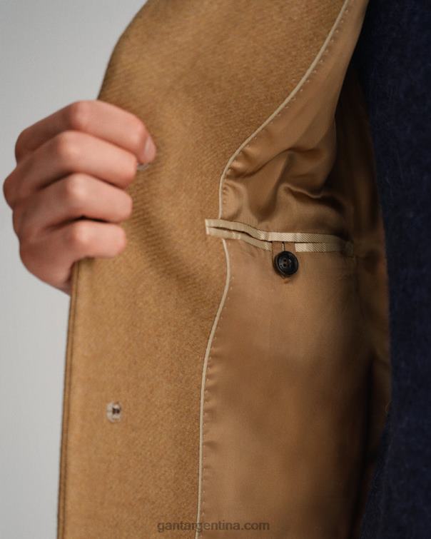 GANT hombres caqui cálido abrigo de lana clásico P0P02388