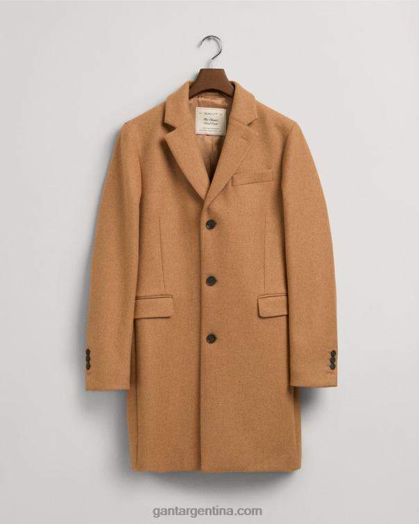 GANT hombres caqui cálido abrigo de lana clásico P0P02388