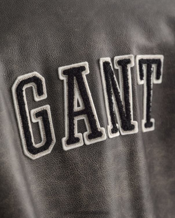 GANT hombres grafito chaqueta universitaria de cuero P0P02394