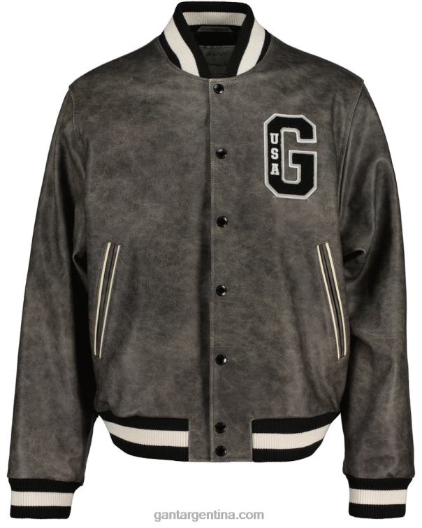 GANT hombres grafito chaqueta universitaria de cuero P0P02394