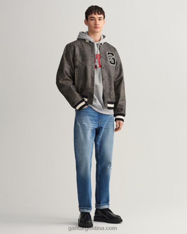 GANT hombres grafito chaqueta universitaria de cuero P0P02394