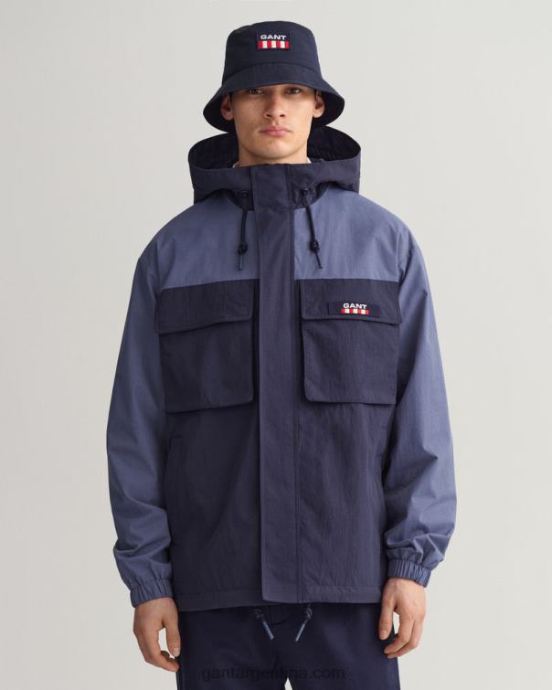 GANT hombres huracán azul chamarra con capucha bloqueada P0P02384