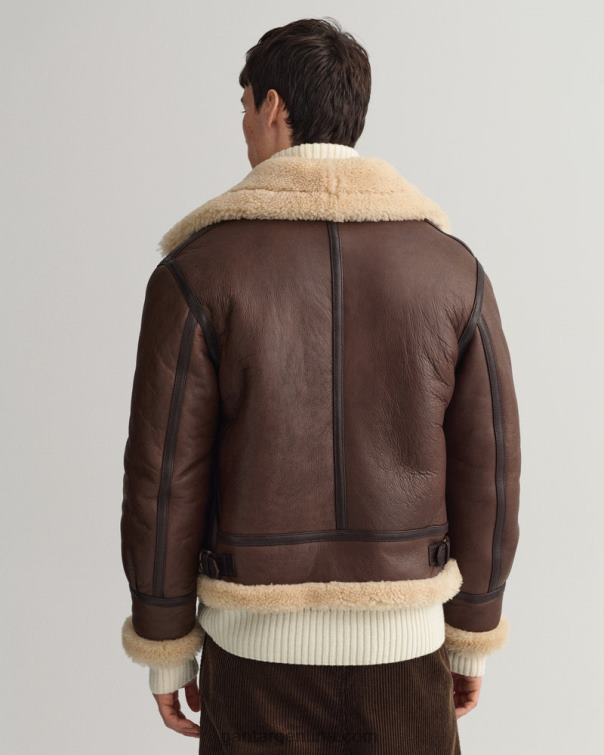 GANT hombres marrón rico chaqueta de piel de oveja P0P02370