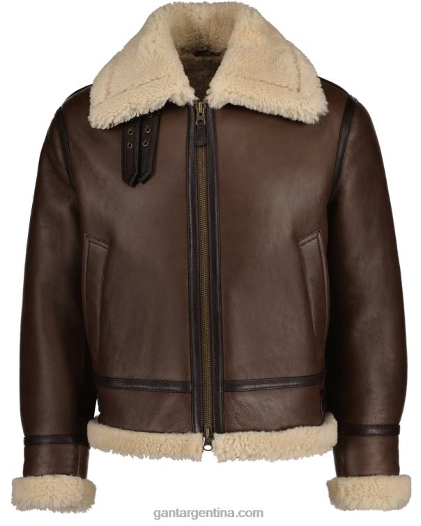 GANT hombres marrón rico chaqueta de piel de oveja P0P02370